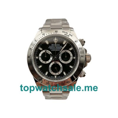 UK 40 MM Cheap Rolex Daytona 116520 Replica Watches With Black Dials For Men