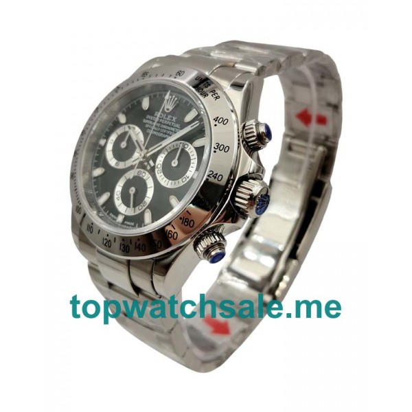 UK 40 MM Cheap Rolex Daytona 116520 Replica Watches With Black Dials For Men
